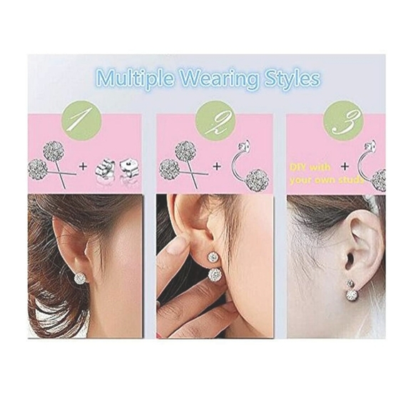 New Double Crystal Ball 925 Silver Earrings. - Picture 12 of 15